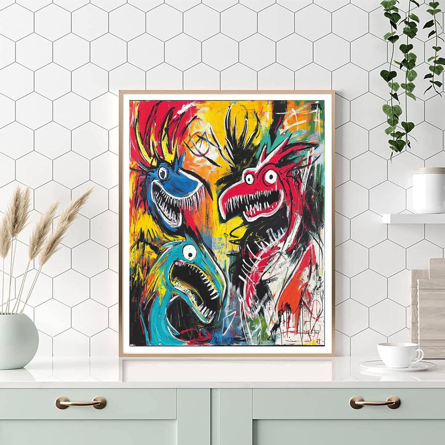 Jean-Michel Basquiat Inspired Contemporary Mythical Creatures  Paint By Numbers Kits