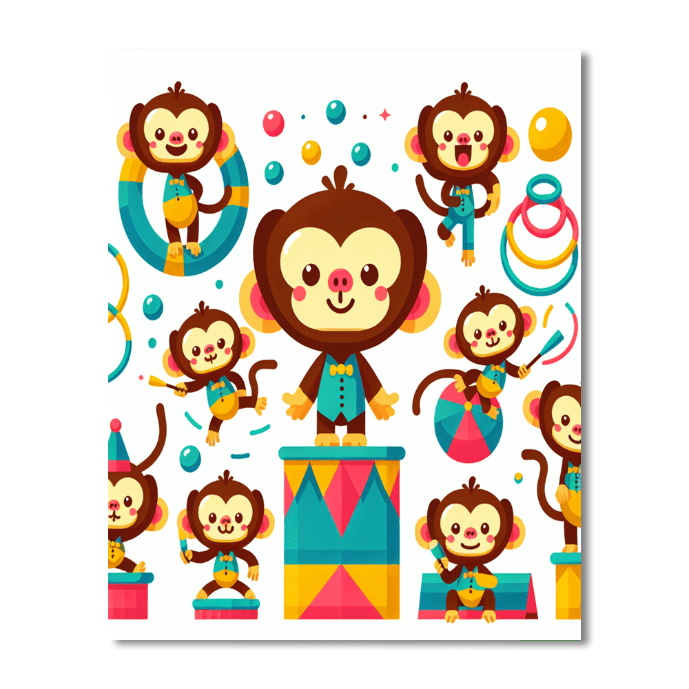 Mischievous Monkey Circus Number Painting