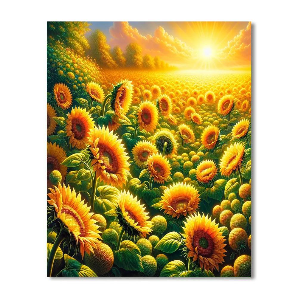 Radiant Sunflower Garden Number Painting