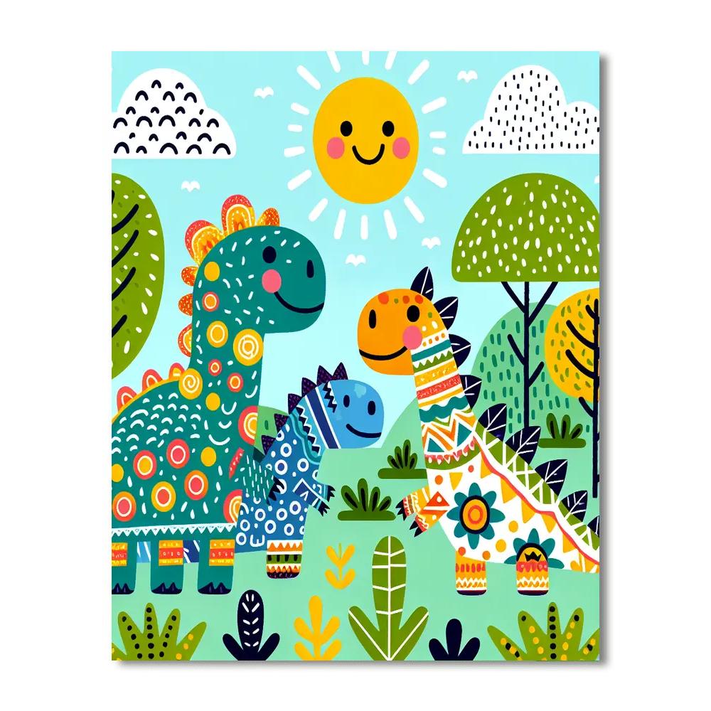 Happy Dino Day Number Painting