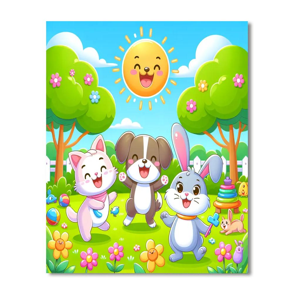 Cheerful Pet Adventure Painting Number Kit