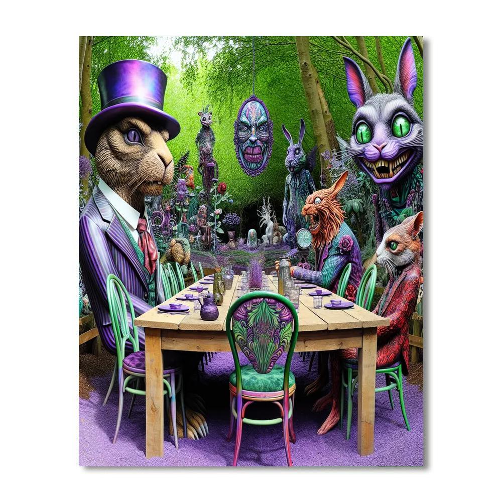 Whimsical Tea Party Scene Numbered Painting Kits