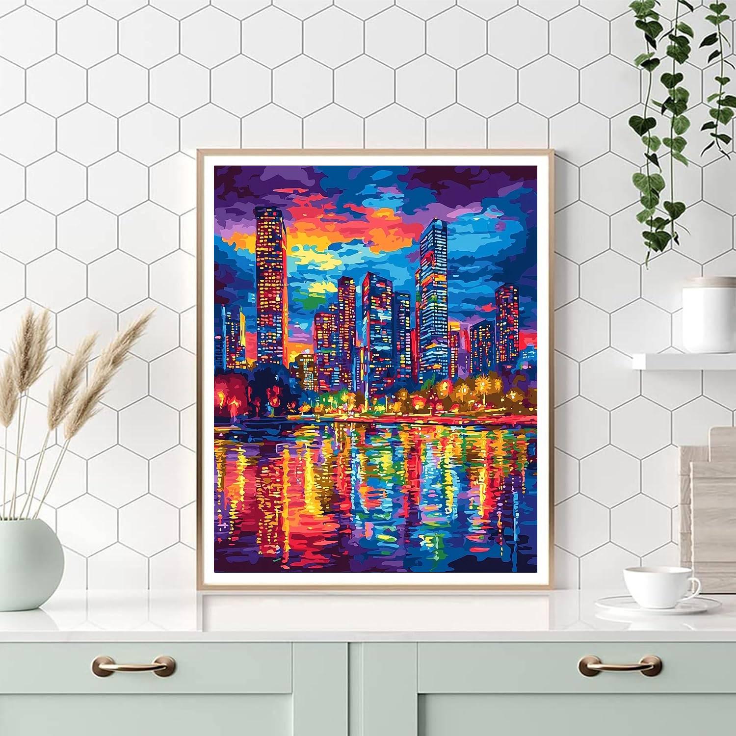 Roy Lichtenstein Inspired Vibrant Citylights  Paint By Numbers Kits