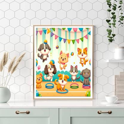 Whimsical Pet Show Paint By Numbers Art