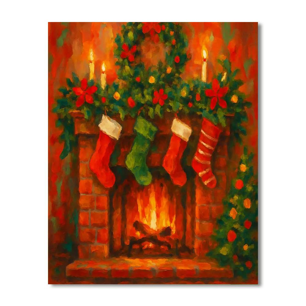 Christmas Hearth Warmth Number Painting