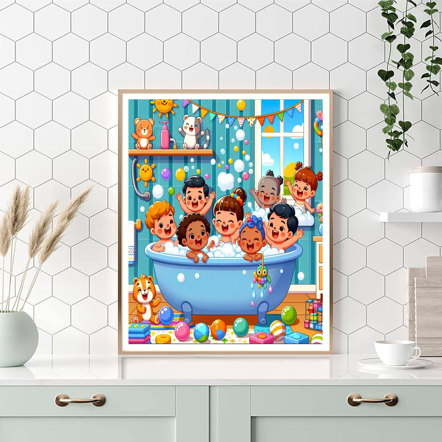 Bubbling Bath Time Joy Number Painting