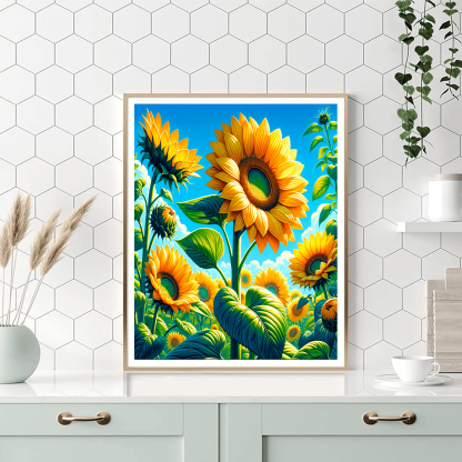Radiant Sunflower Delight Numbered Painting Kits