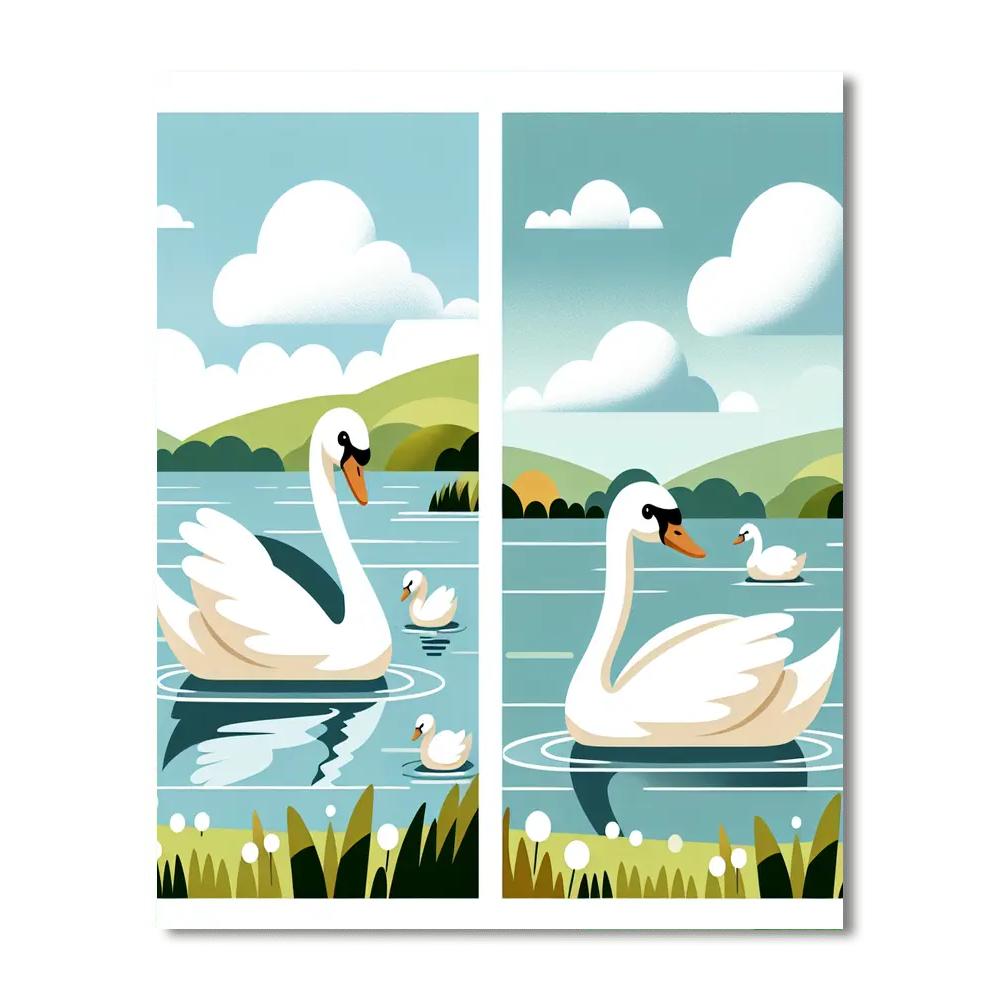 Serene Swans On The Lake Painting Number Kit