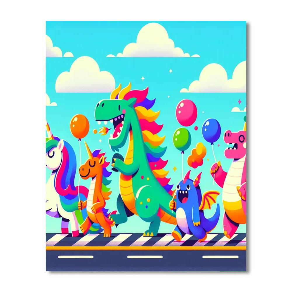 Whimsical Creature Parade Paint By Numbers Art