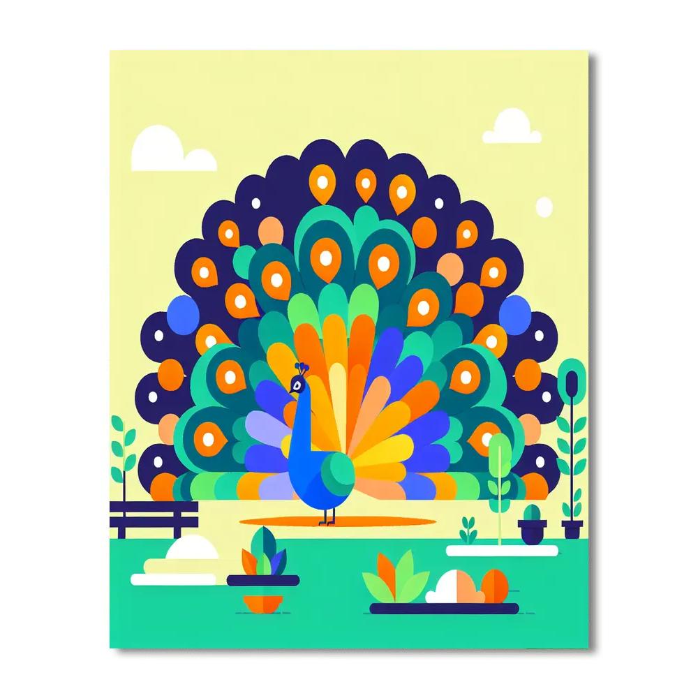 Colorful Peacock Number Painting