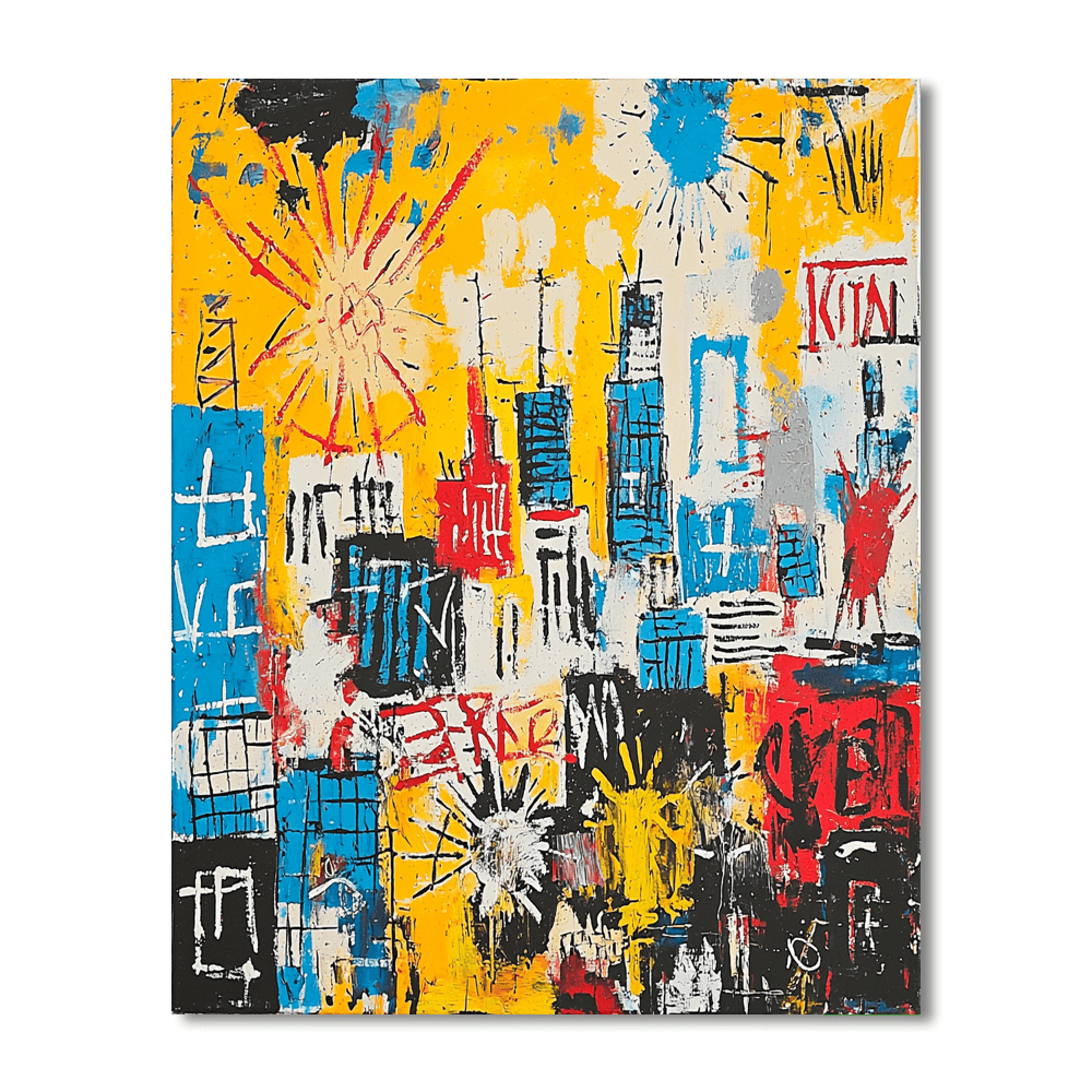 Jean-Michel Basquiat Inspired Vibrant Urban Symphony  Numbered Painting Kits