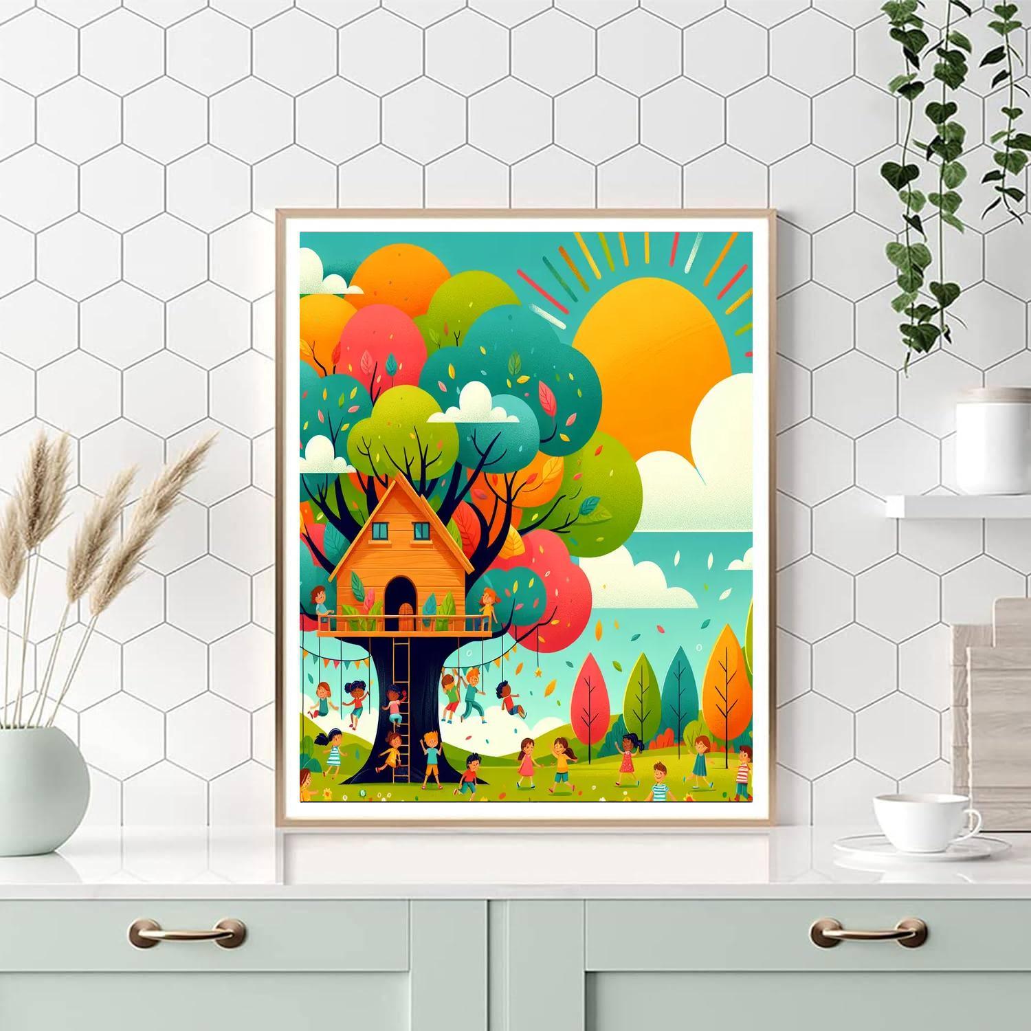 Lively Treehouse Adventure Paint By Numbers Art