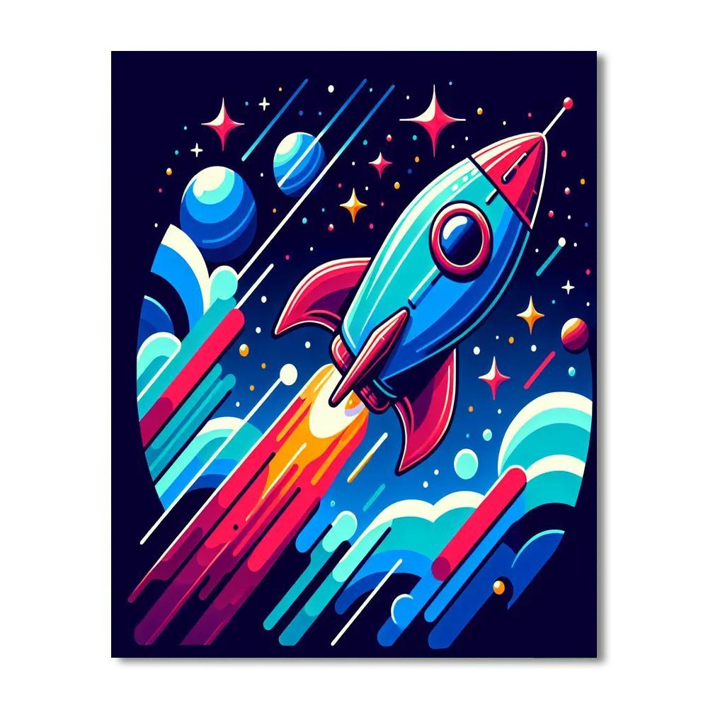 Space Voyager Rocket Numbered Painting Kits