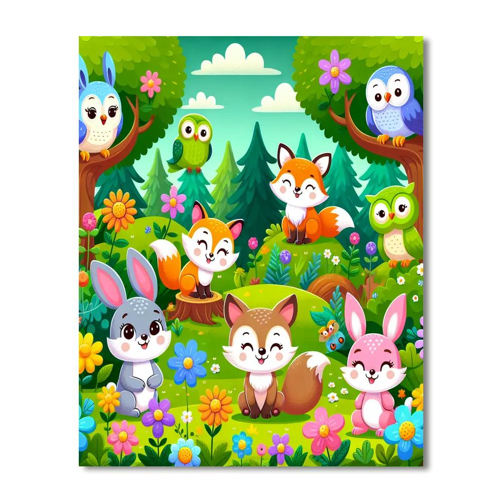 Cheery Woodland Explorers Paint By Numbers Art