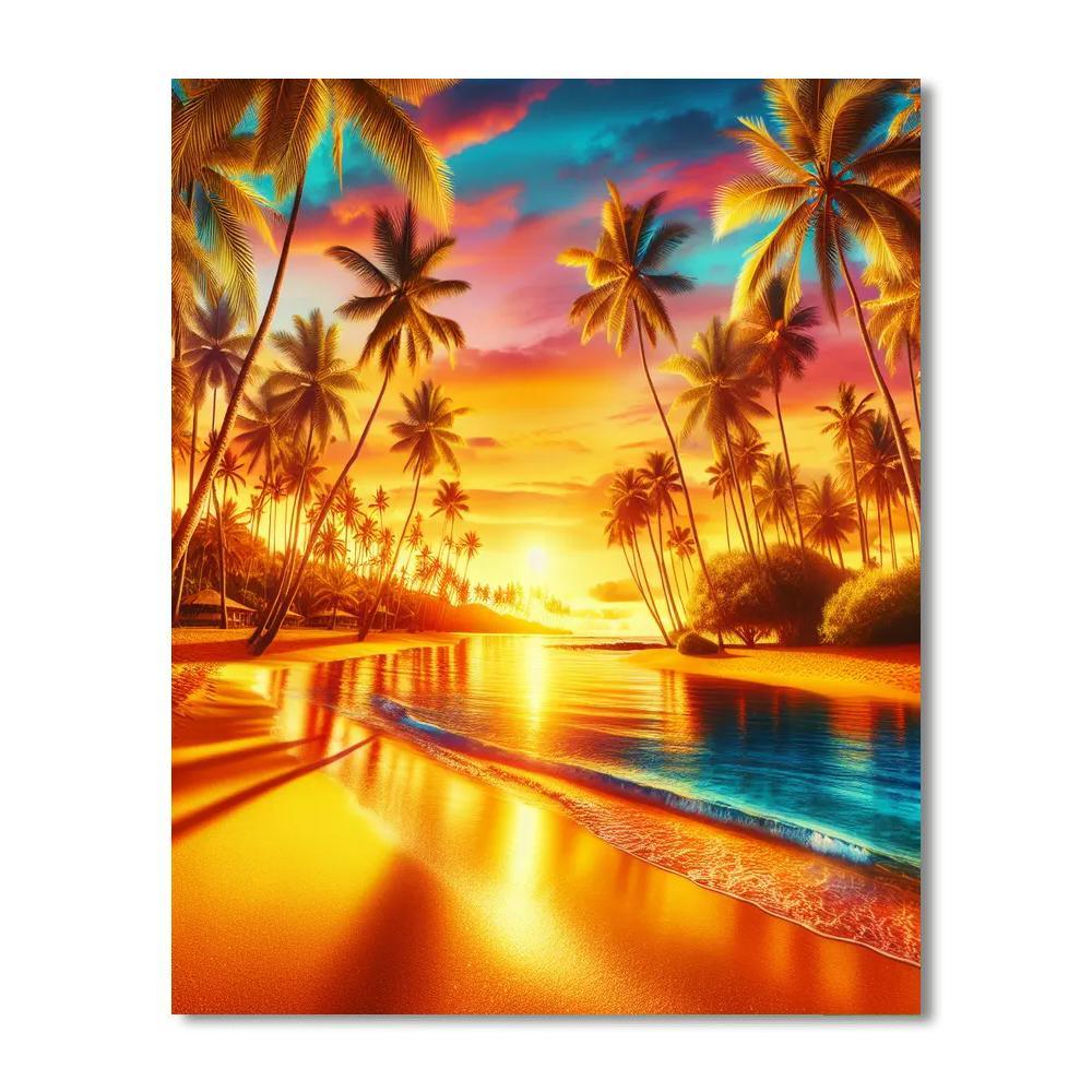 Hawaiian Sunset Paradise Paint By Color