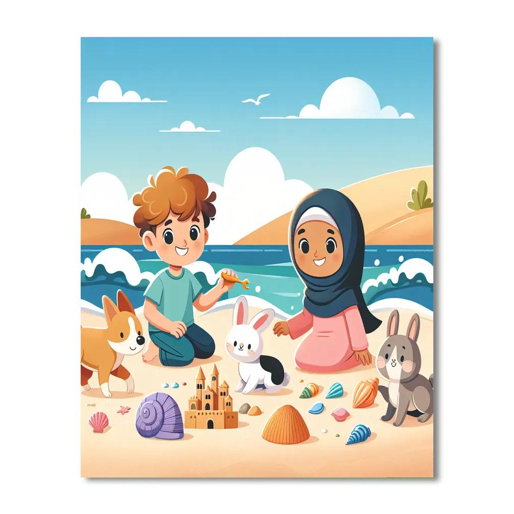 Sunny Seashell Beach Day Paint By Numbers