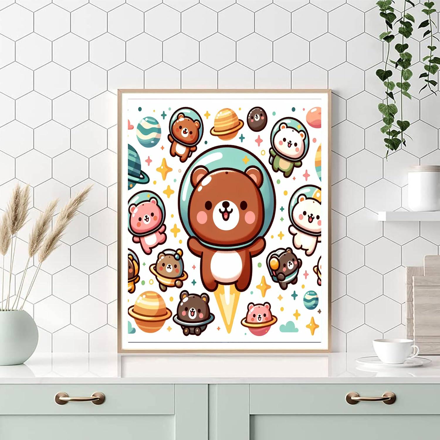 Curious Space Bears Painting By Numbers Kit