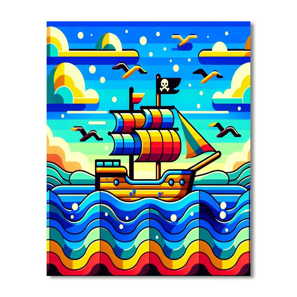 Pirate Adventure On High Seas Paint By Color