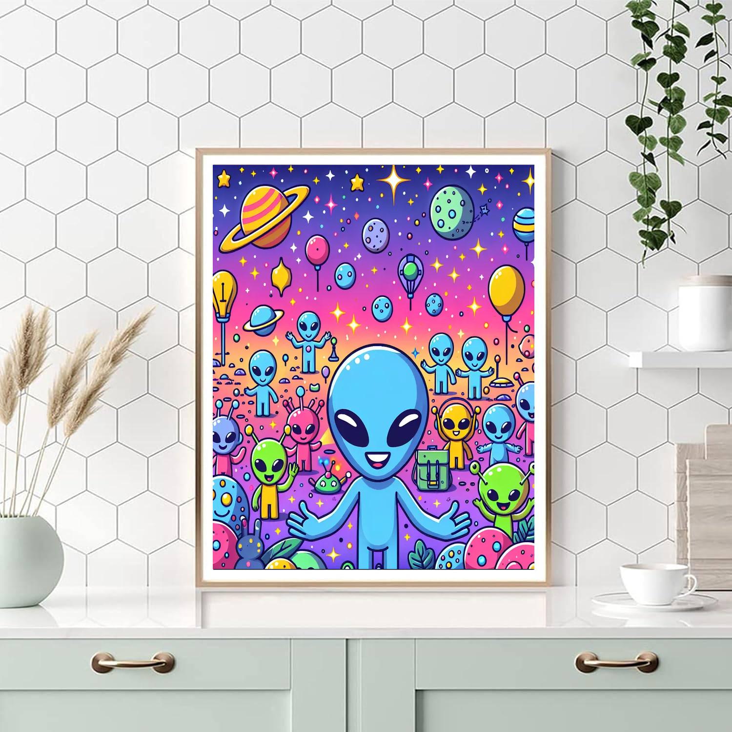 Adventurous Space Aliens DIY Paint By Numbers