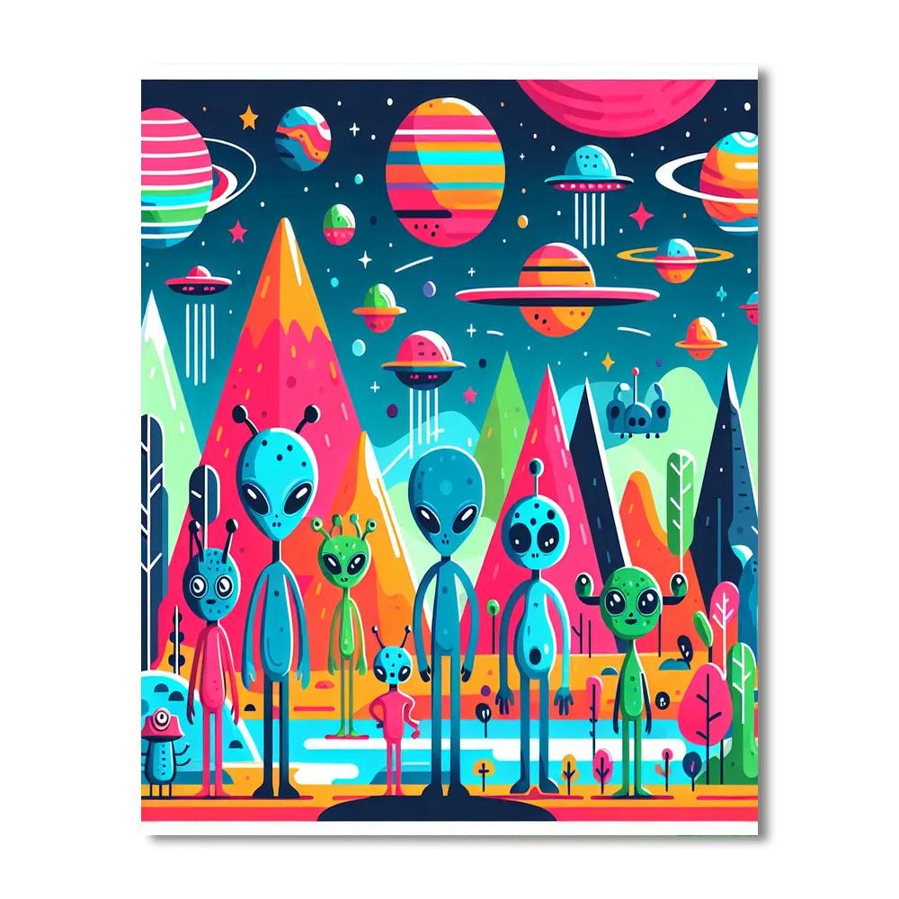 Funny Alien Planet Exploration Painting Number Kit