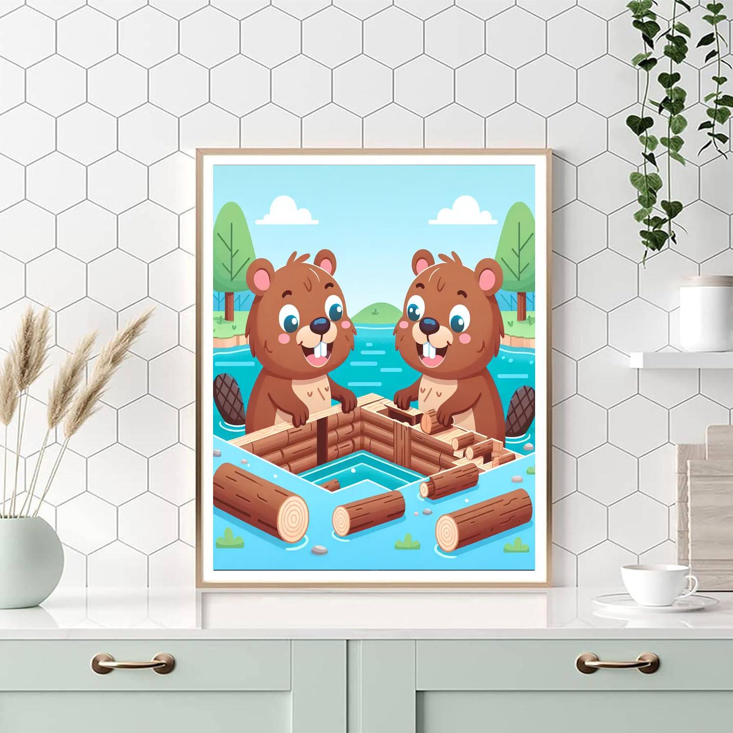 Benevolent Beavers Paint By Numbers Art