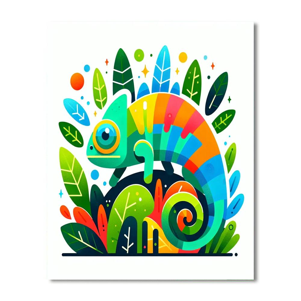 Colorful Chameleon's Garden Painting Number Kit