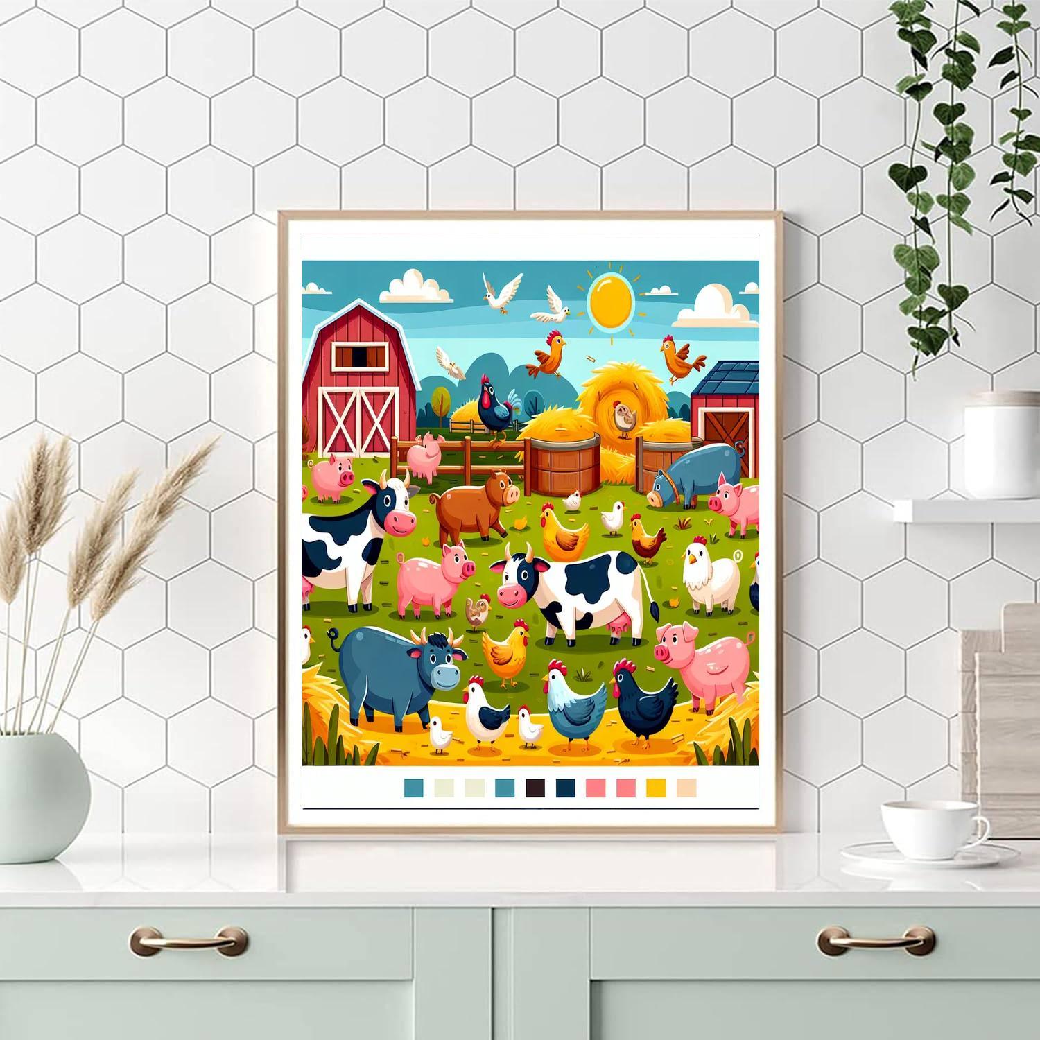 Farmyard Animal Party Numbered Painting Kits