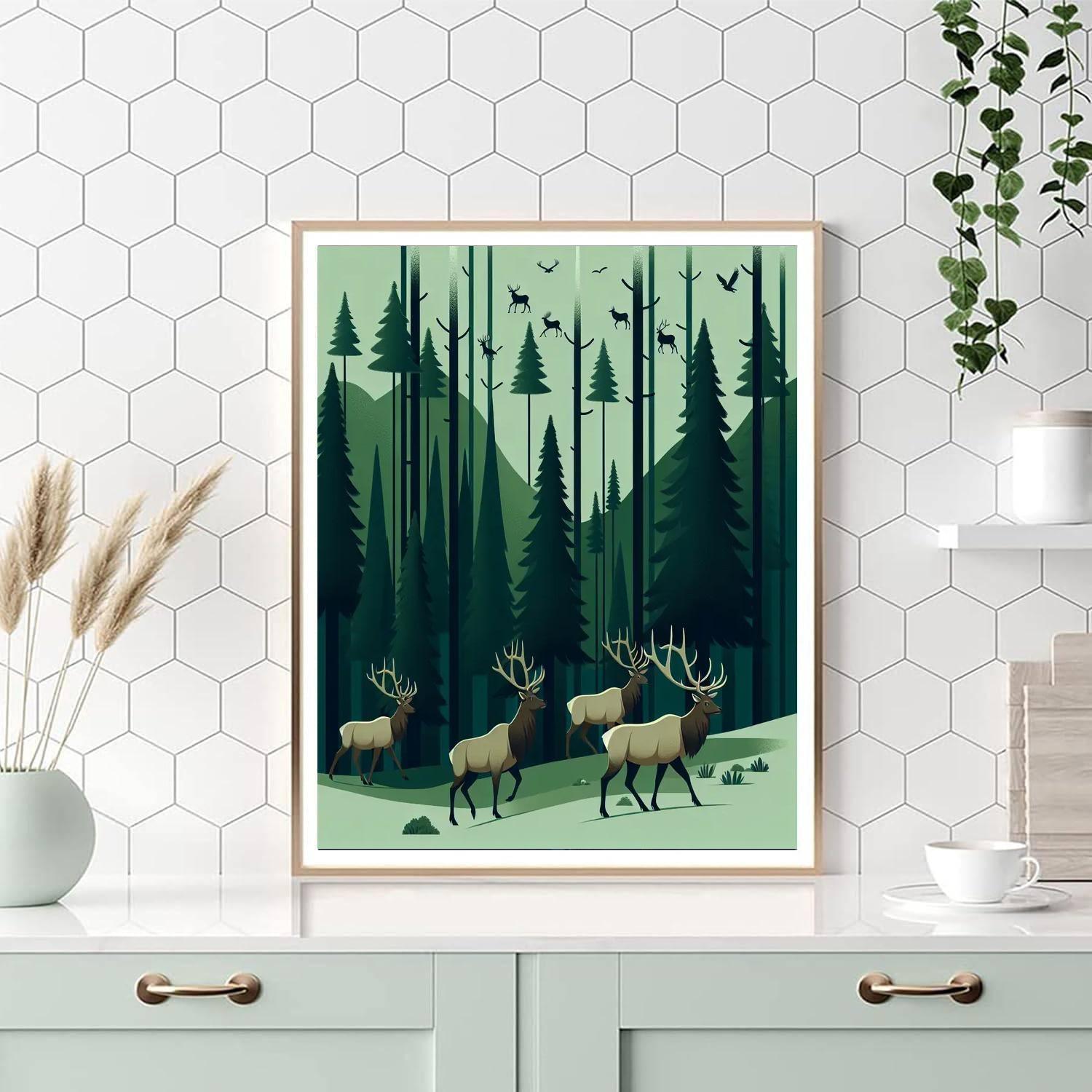 Enchanted Elk Escape Painting By Numbers Kit