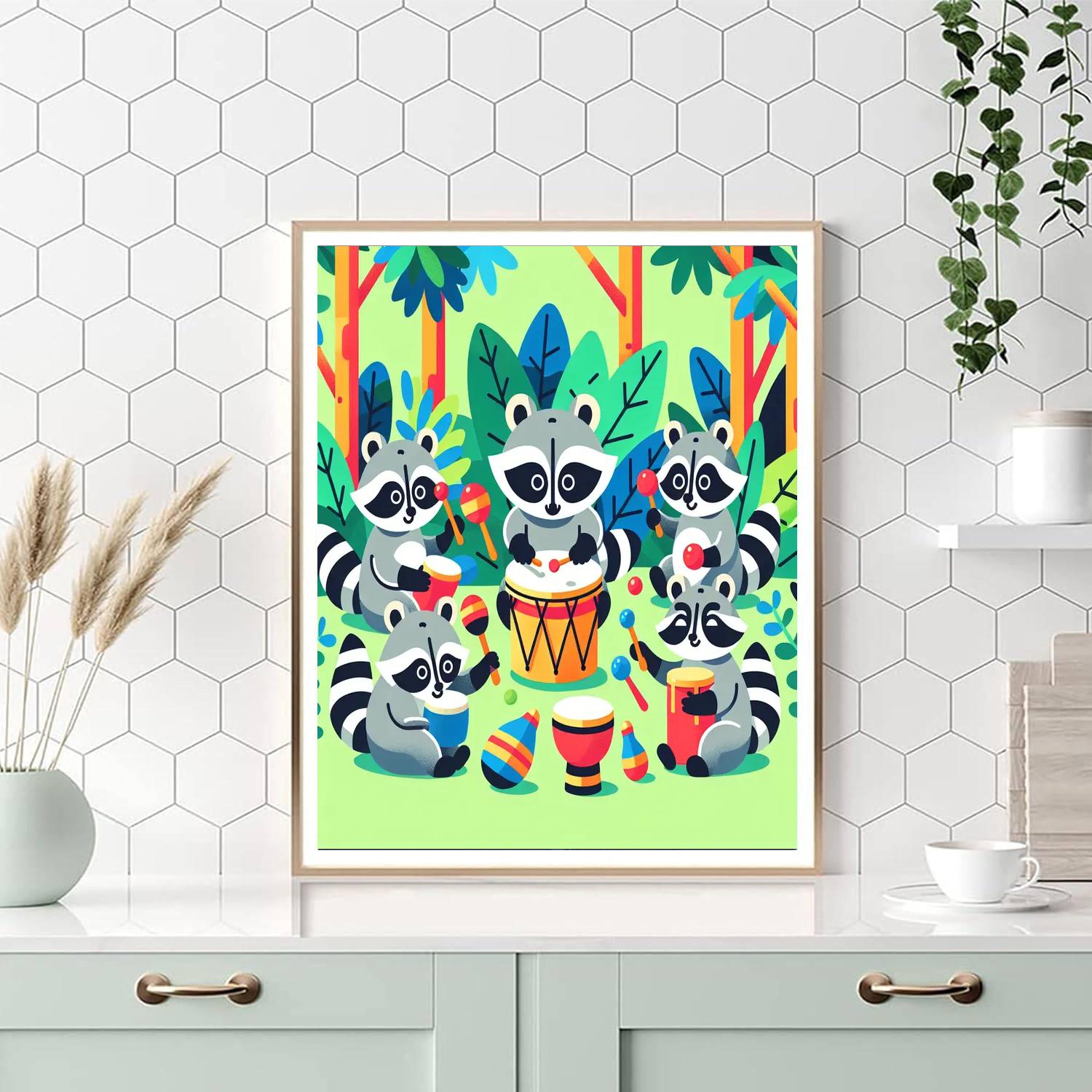 Rainforest Rhythm Raccoons Numbered Painting Kits