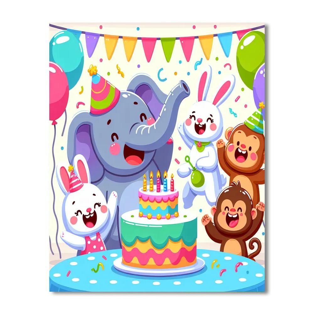 Cheerful Animal Birthday Bash Paint By Number