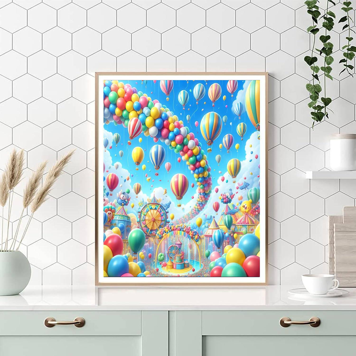 Colorful Festival Of Balloons Painting Number Kit