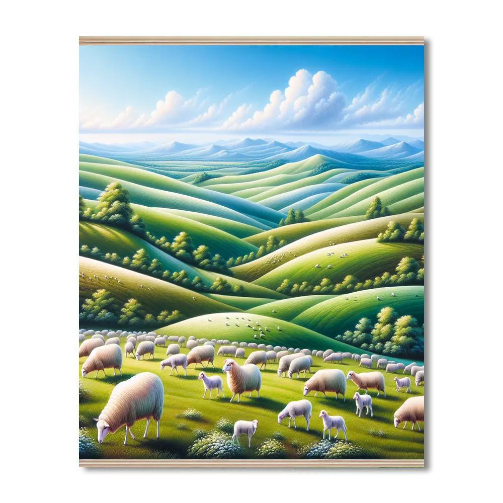 Pastoral Sheep Meadow Number Painting