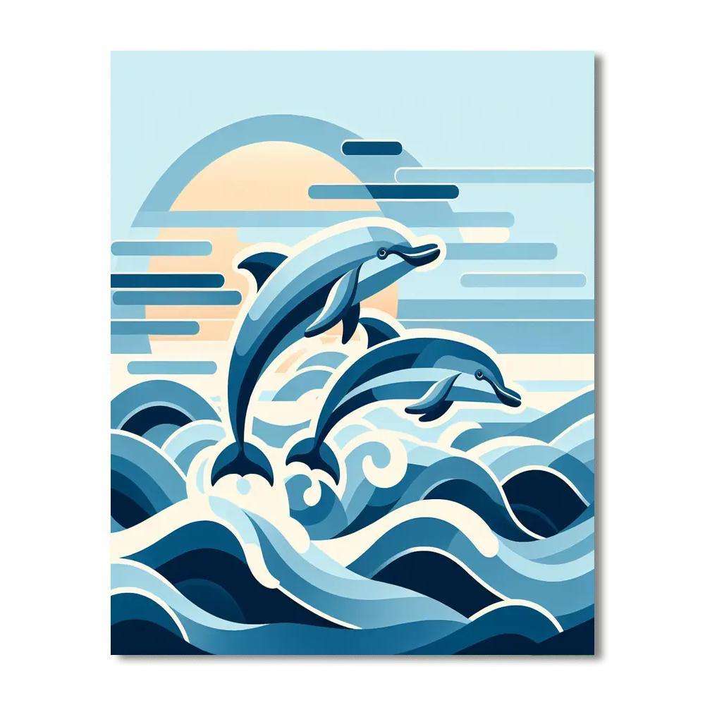 Dazzling Dolphin Duet Number Painting
