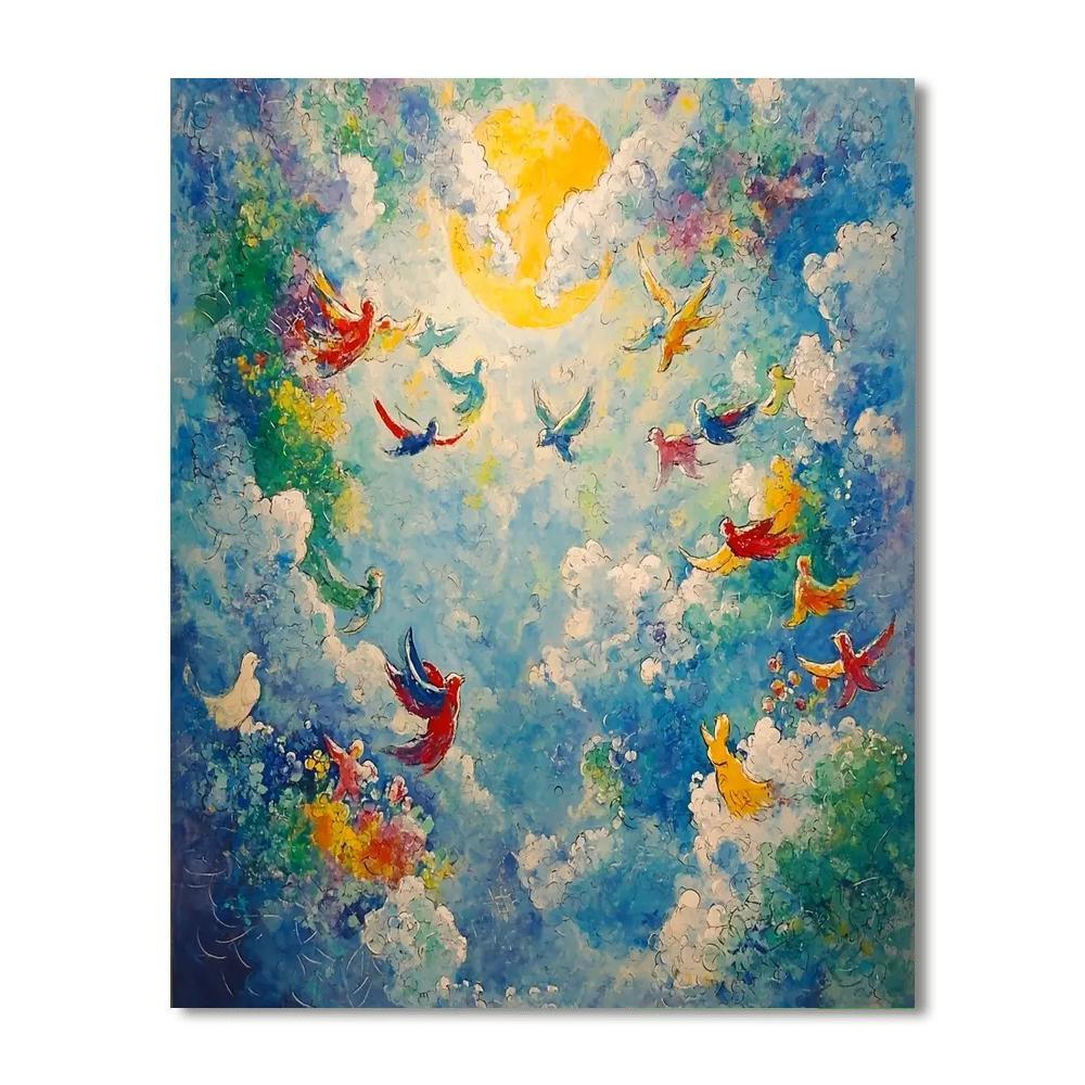 Marc Chagall Inspired Fanciful Flight  DIY Paint By Numbers