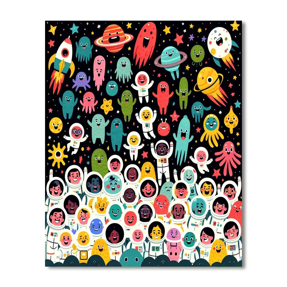 Joyful Space Friends Painting By Numbers Kit