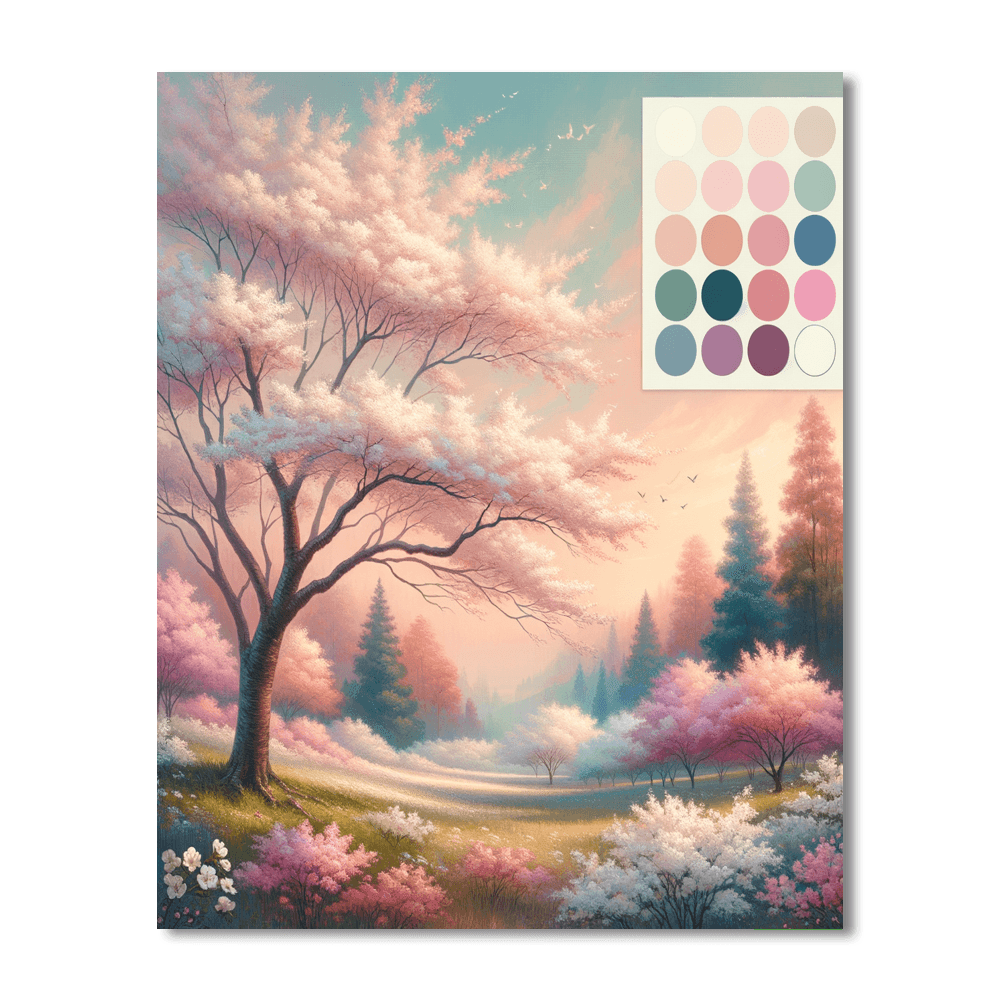 Elegant Serenity Of Cherry Blossoms Paint By Numbers Kits