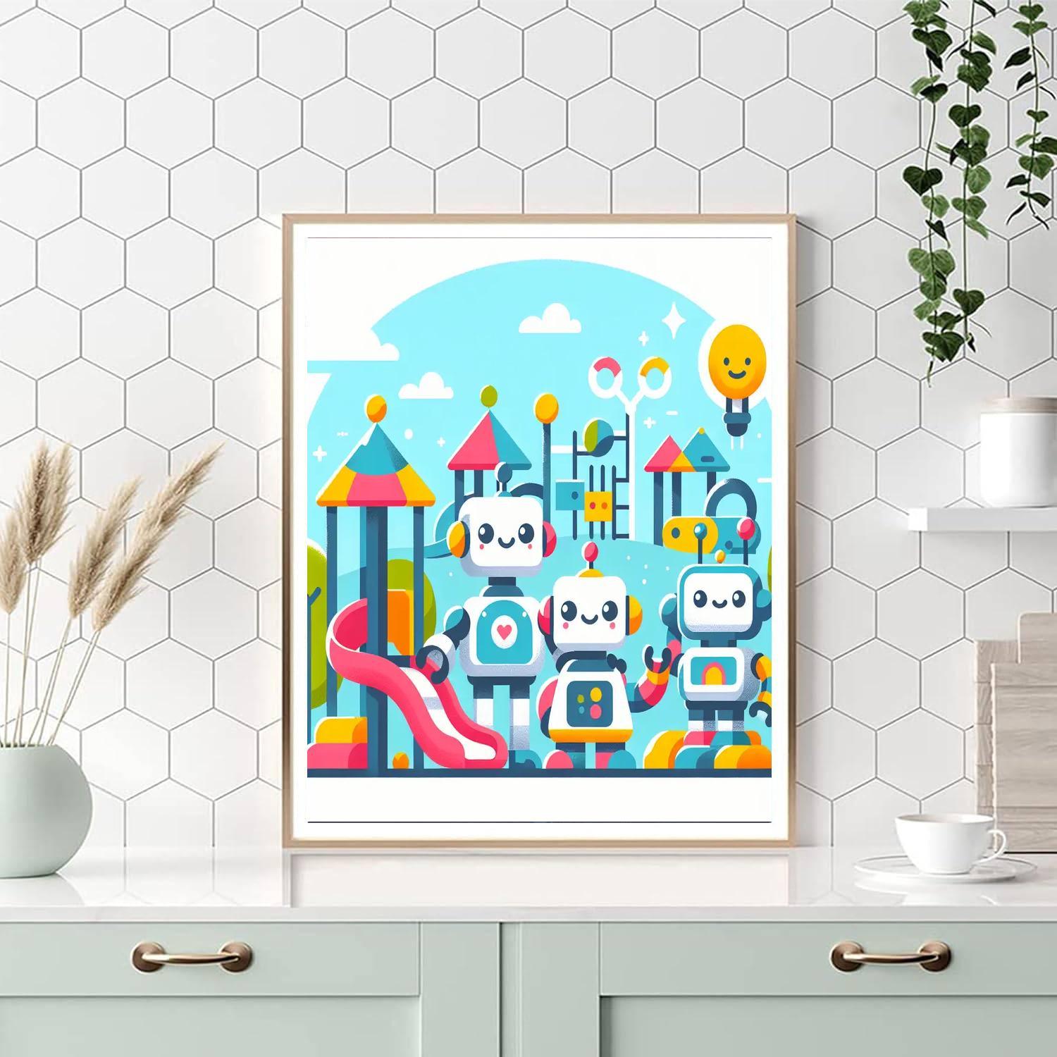 Robot Playground Paint By Numbers Art