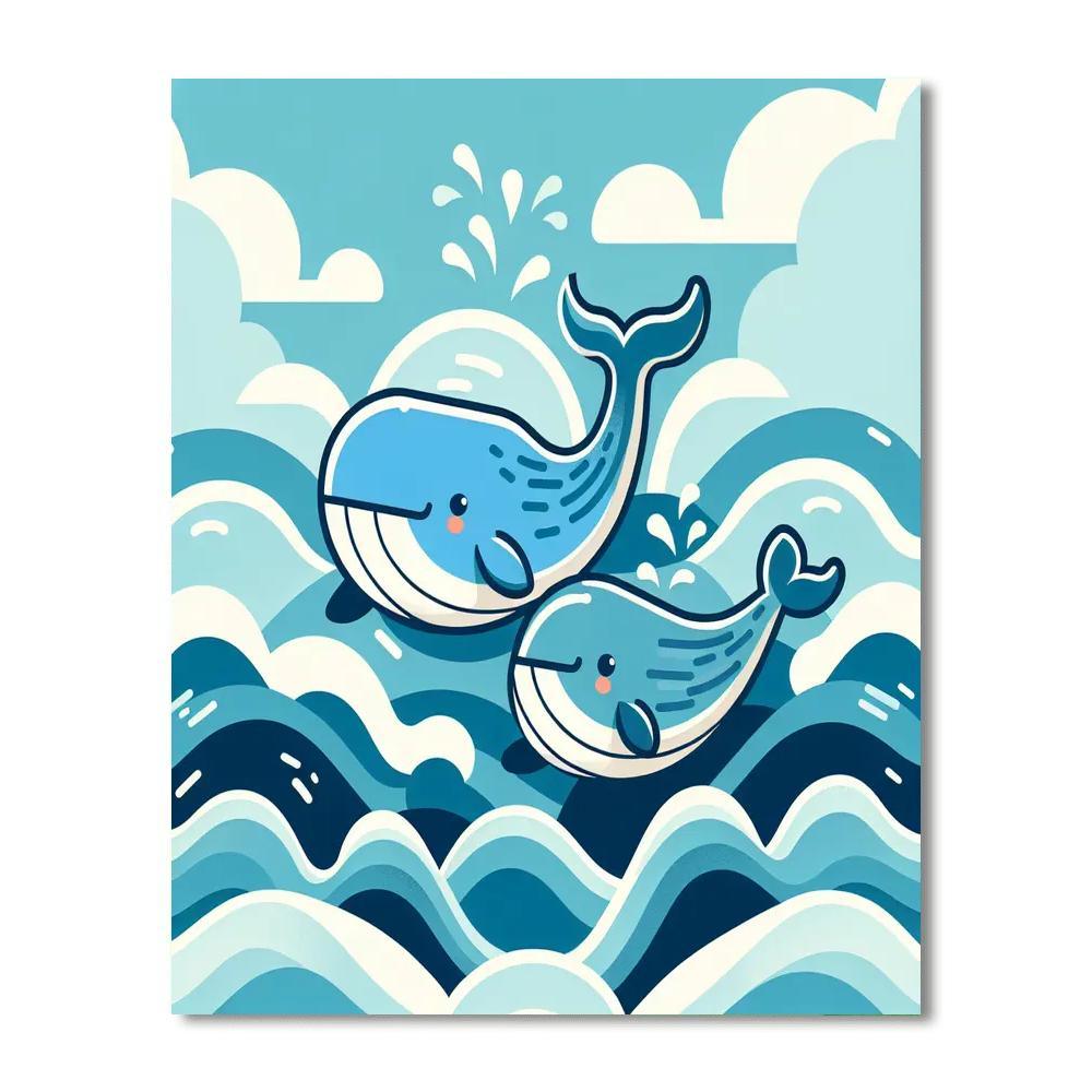 Whimsical Whales At Sea Paint By Color