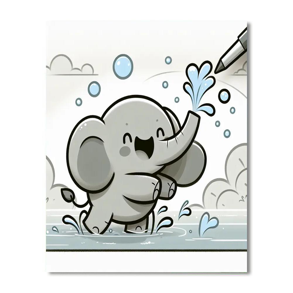 Energetic Elephant Splash Paint By Numbers