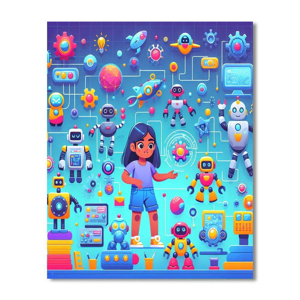 Robot World Exploration Paint By Number