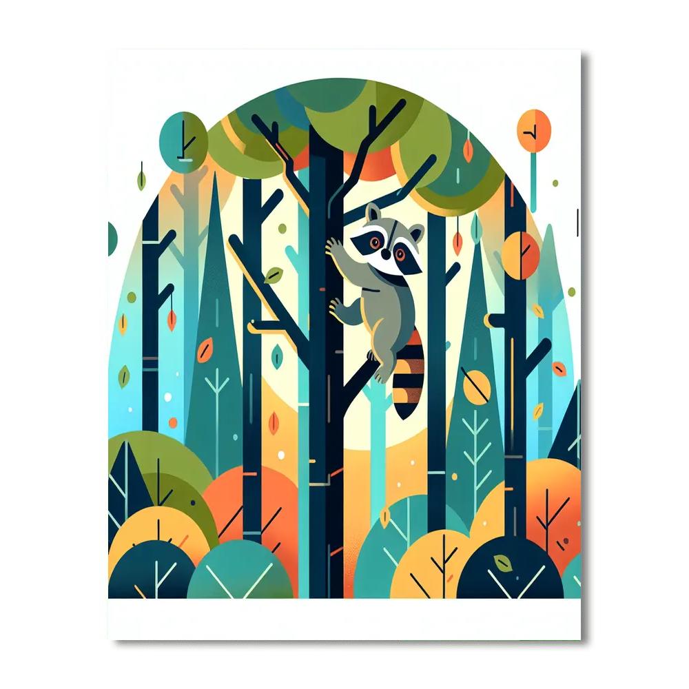 Playful Raccoon Adventure Paint By Color