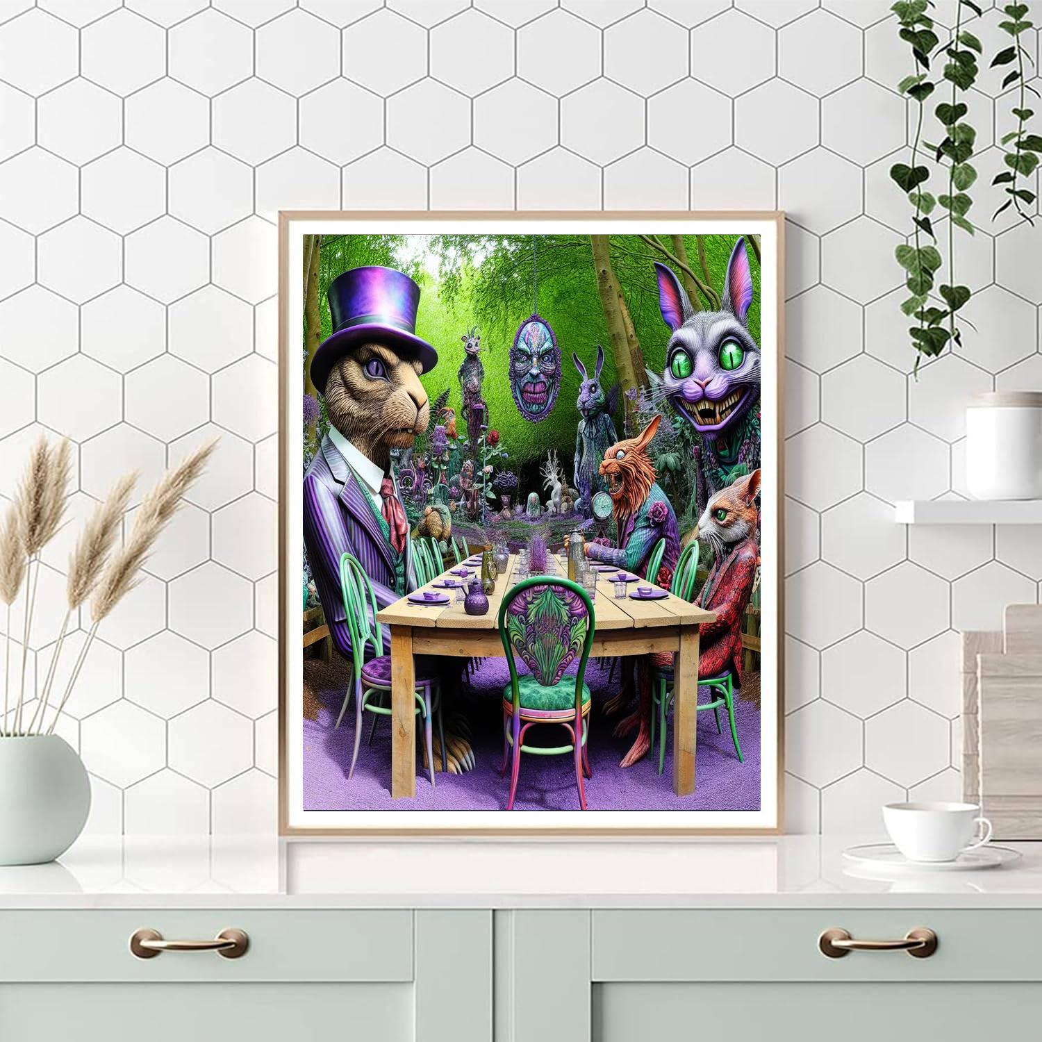 Whimsical Tea Party Scene Numbered Painting Kits