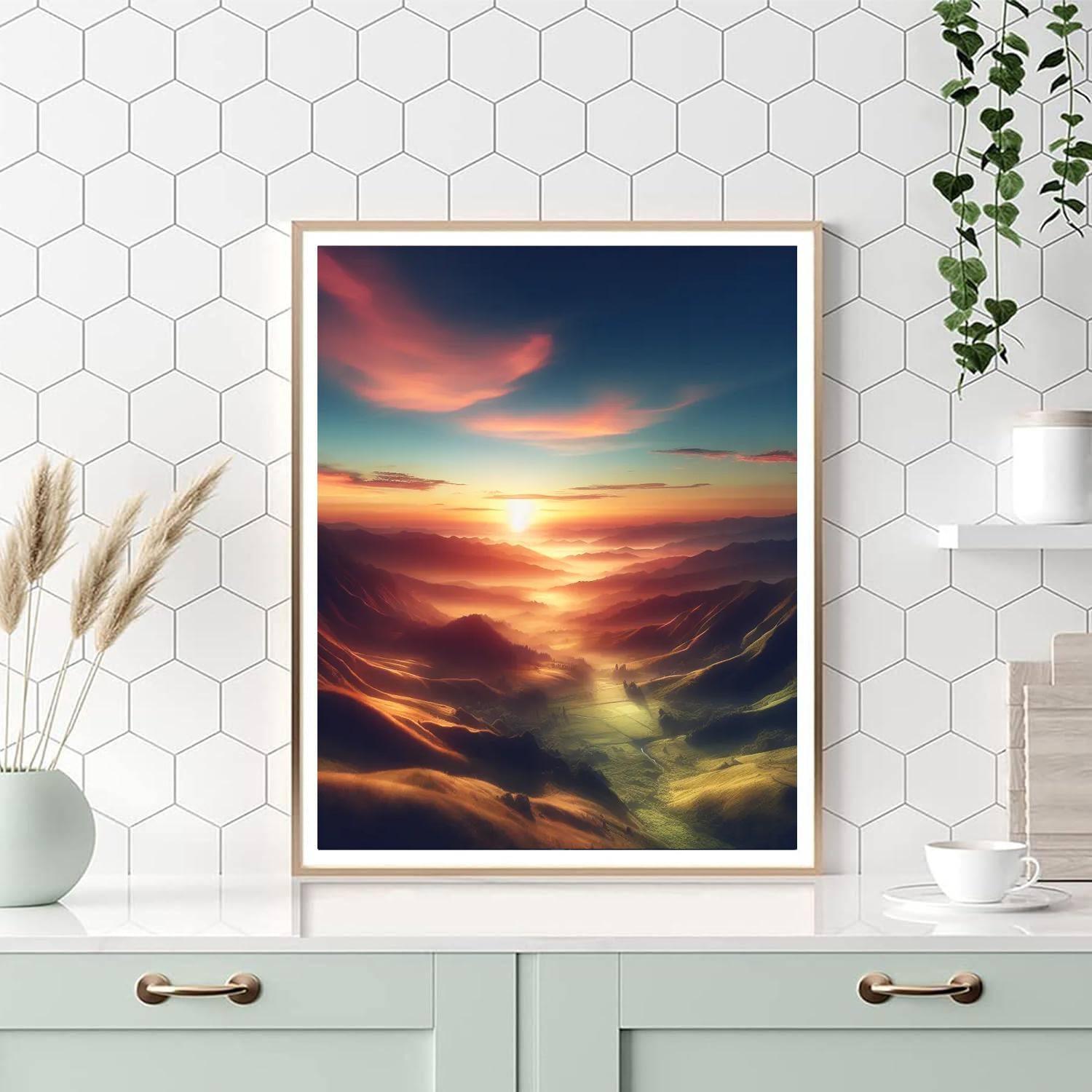 Majestic Sunrise Landscape Numbered Painting Kits