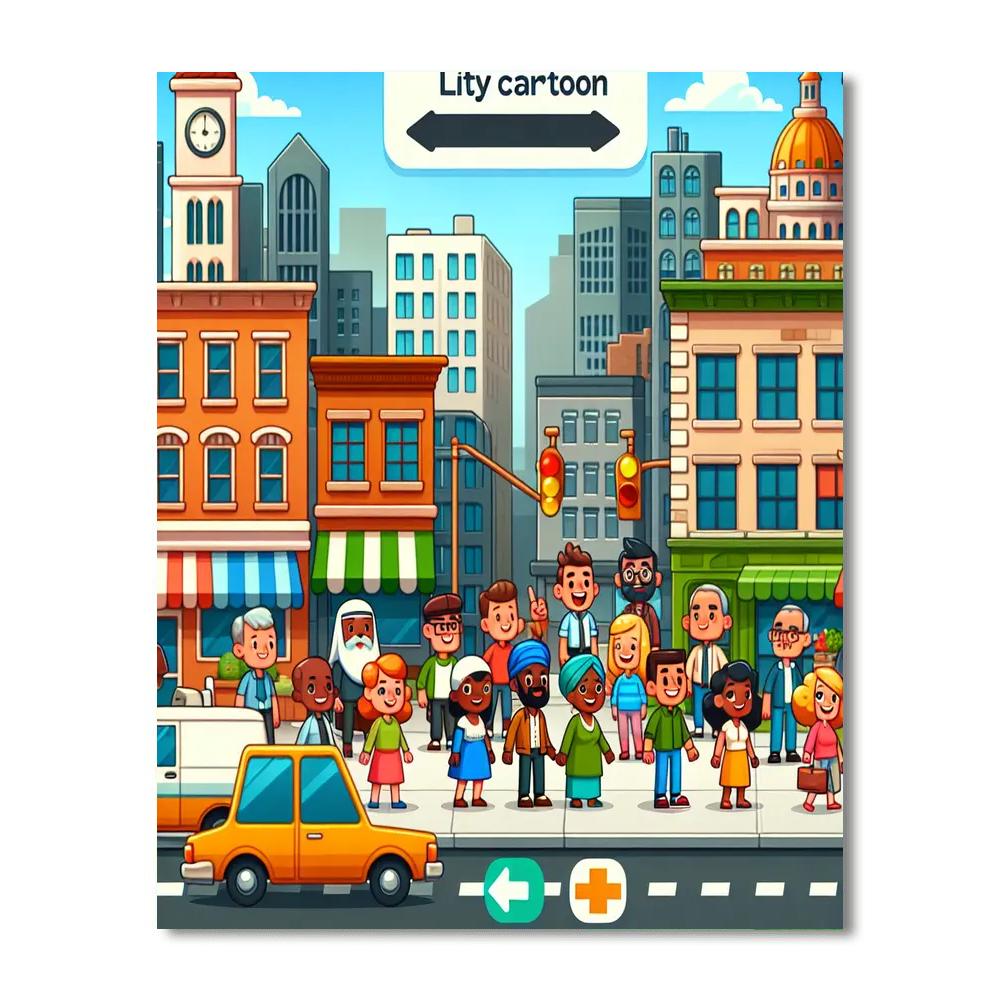 Busy City Streetscape Paint By Numbers