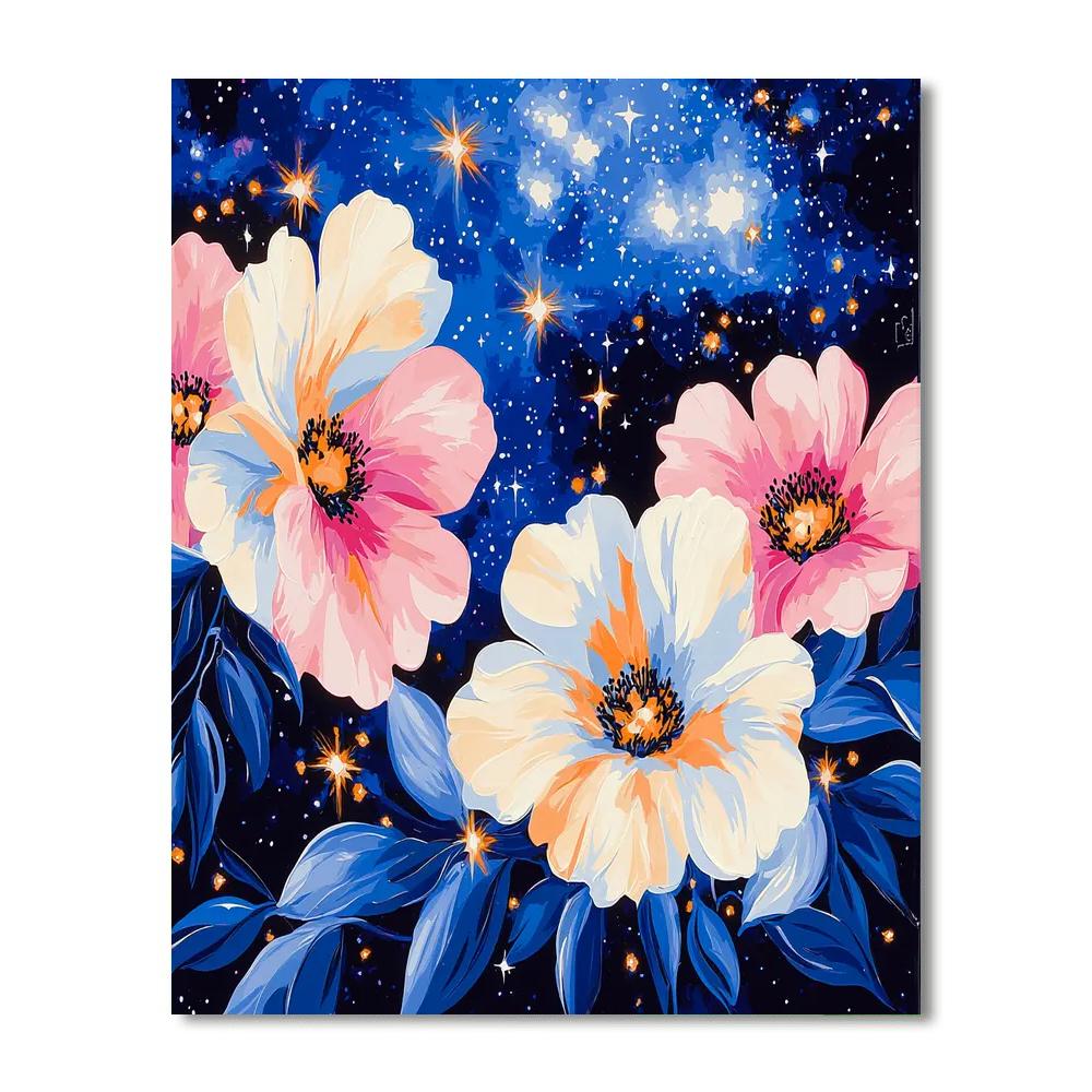 Georgia O'Keeffe Inspired Celestial Garden Wonders  Number Painting