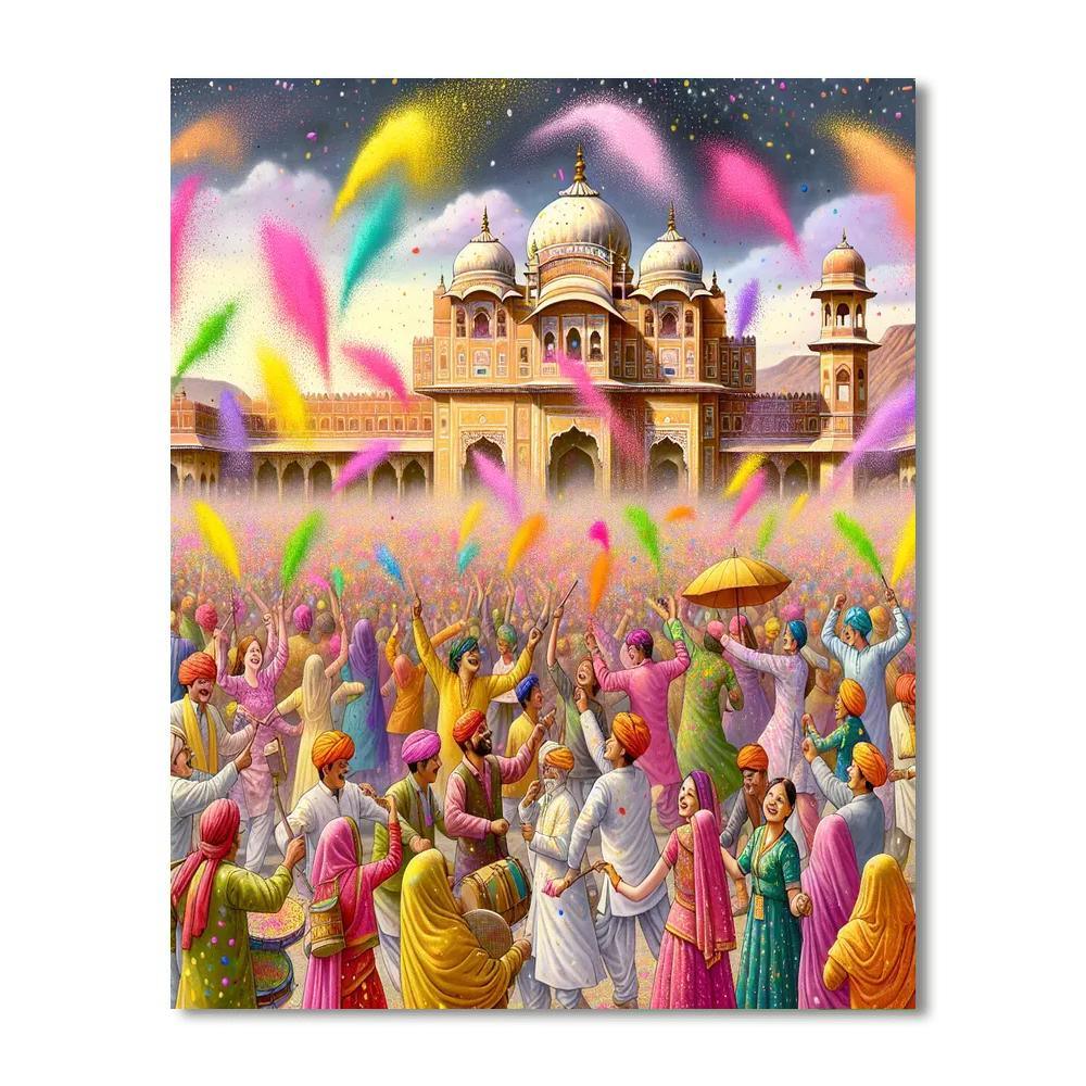 Holi - Festival Of Colors, Jaipur, India Paint By Numbers Art