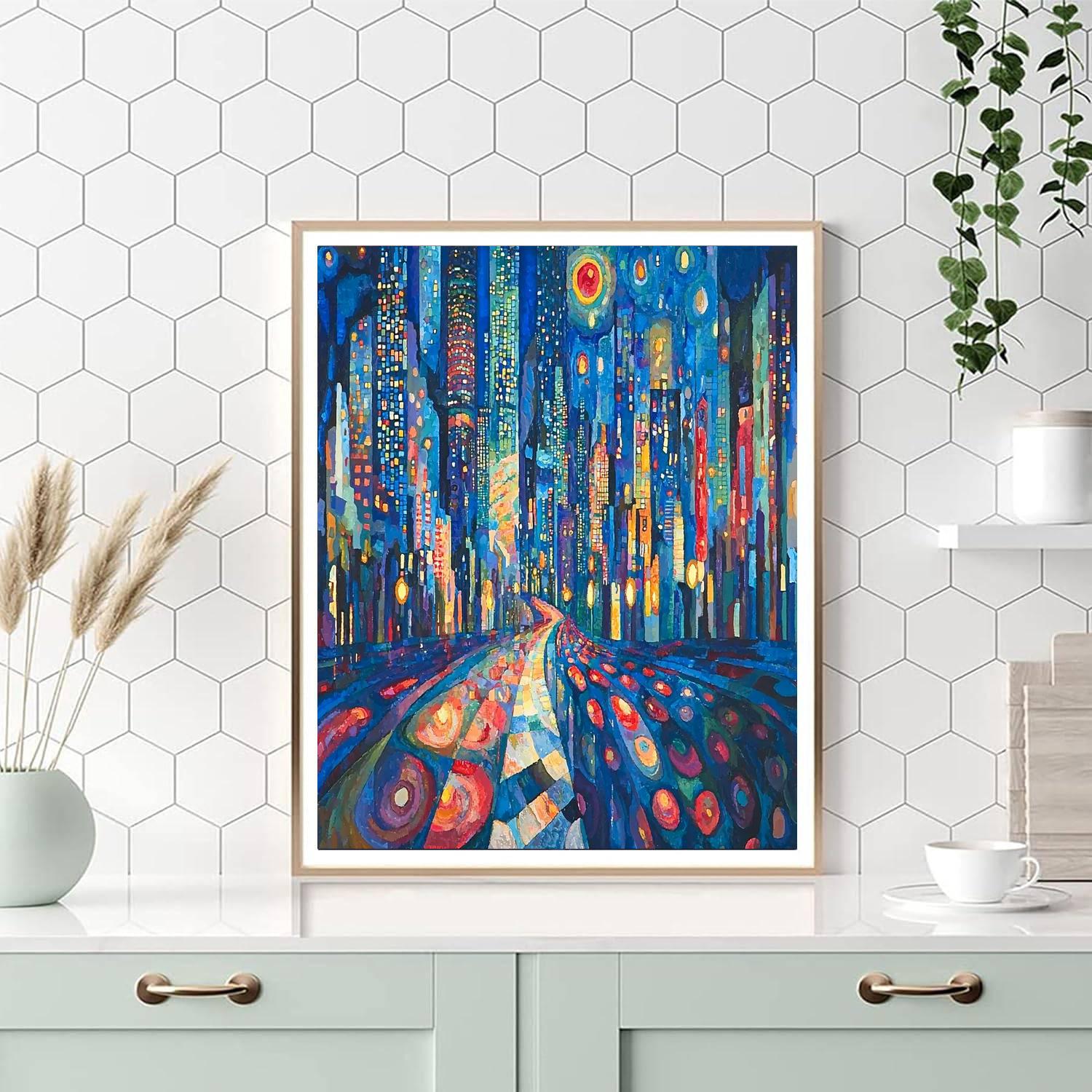 Wassily Kandinsky Inspired Urban Metropolis Reverie  Number Painting