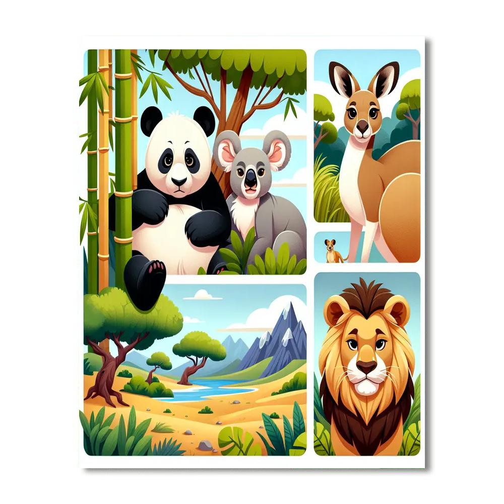 Animal Friends Around The World Numbered Painting Kits