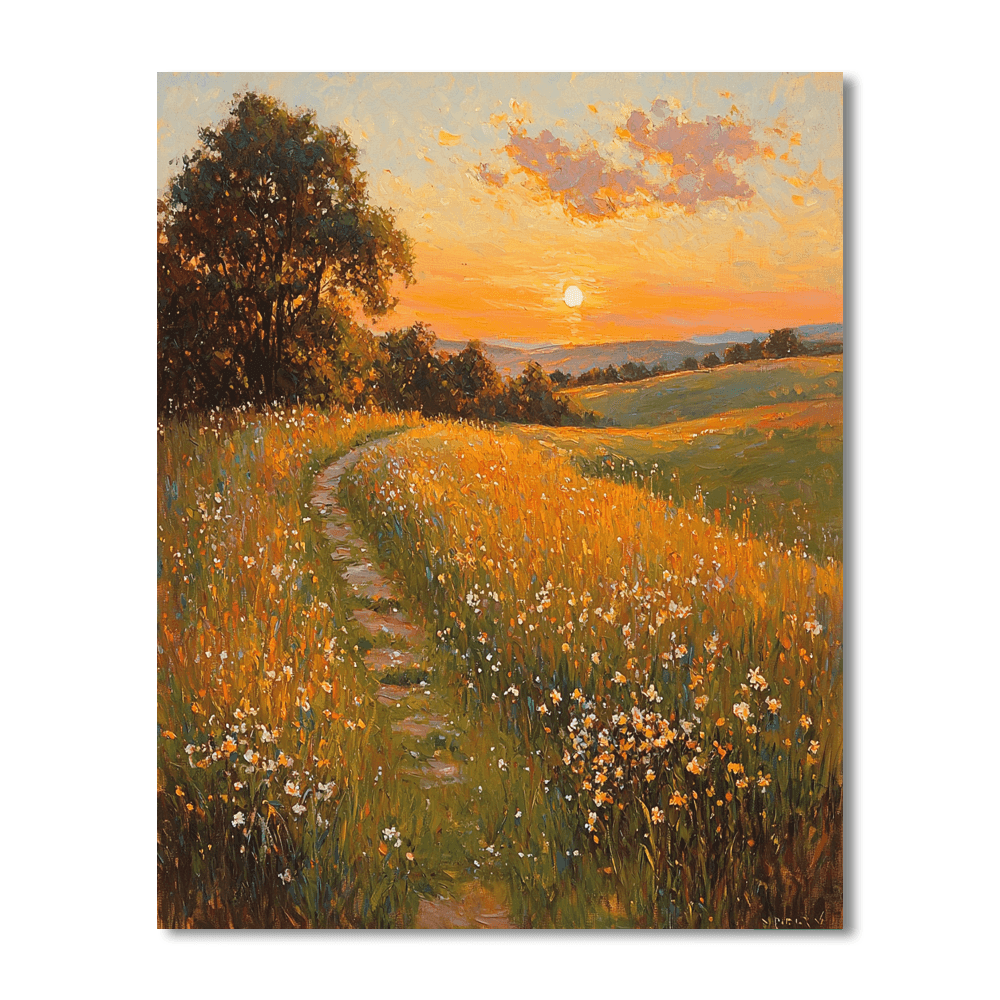 Claude Monet Inspired Golden Meadow At Sunset  Paint By Numbers Kits
