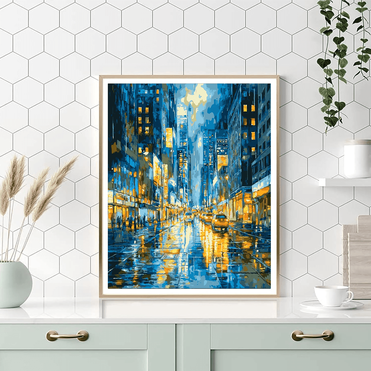 Edward Hopper Inspired City Lights In The Rain  Paint By Numbers Kits